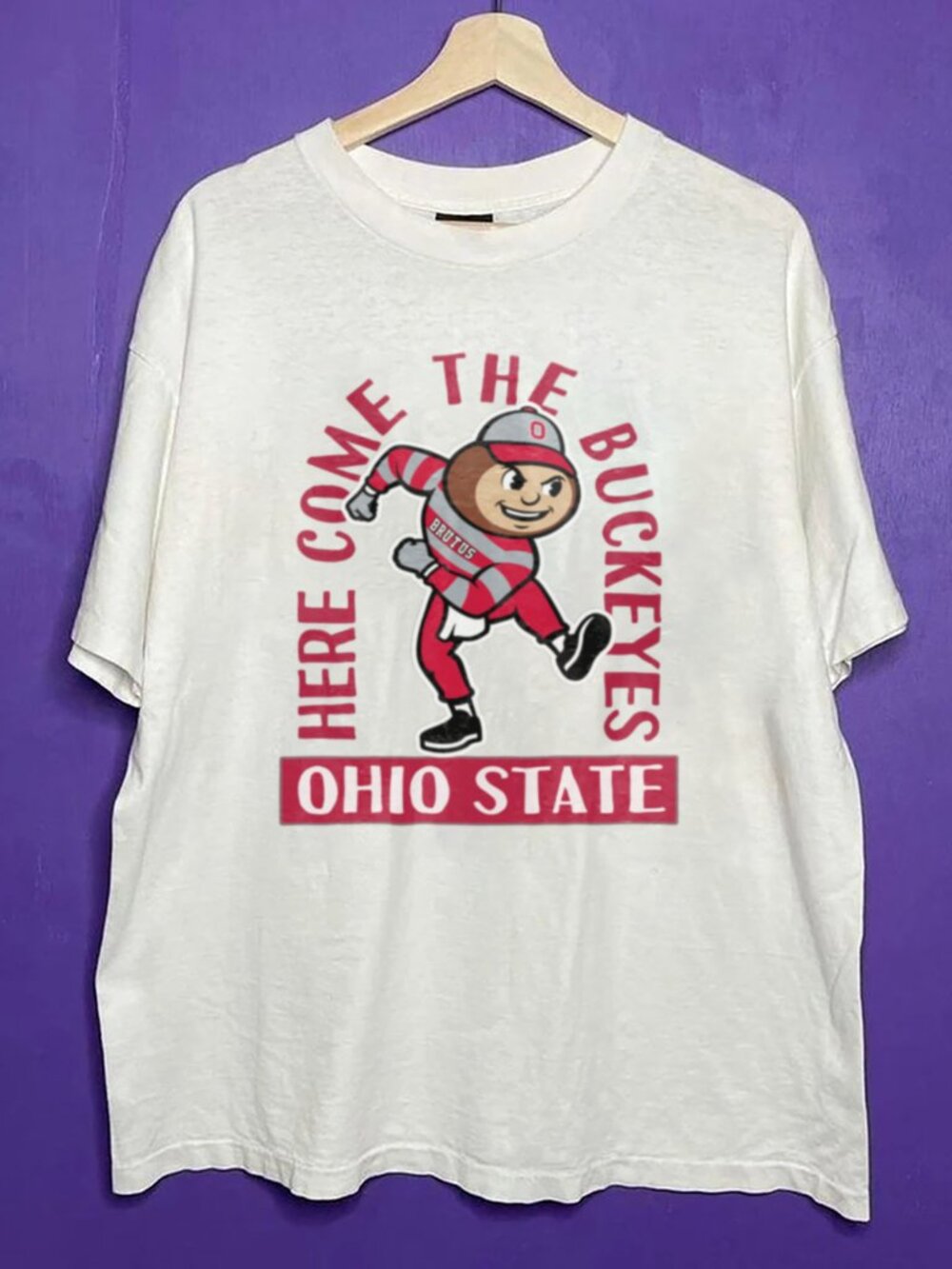 90s Vintage Ohio State Buckeyes Football Here Come The Buckeyes Brutus Shirt Tee
